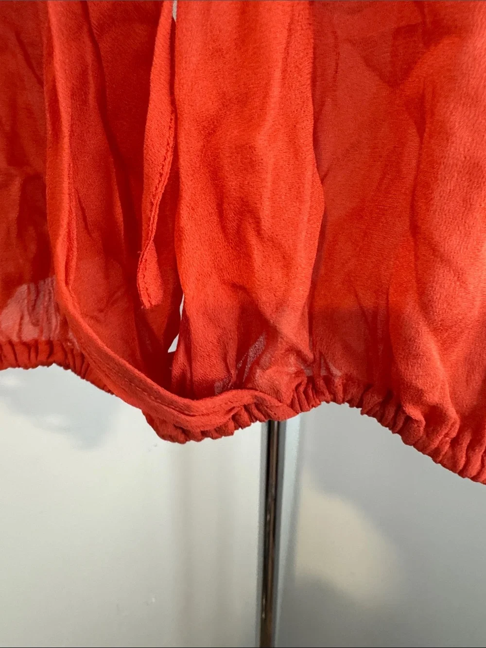 Free People Orange-Red Wrap Blouse with Lace Bell Sleeves size xs